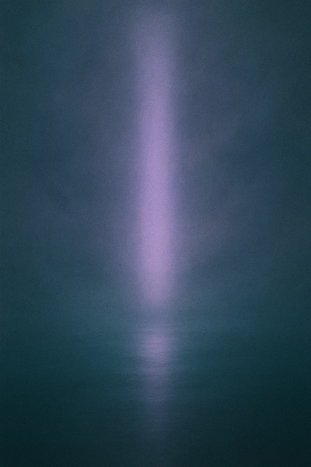 Violet column of light descending into dark teal water